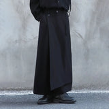 Riolio  Y2k Culottes Double-Layer Side Hem Casual Samurai Pants Hakama Genderless Streetwear Fashion Niche Youth Campus Wide-Leg Pants