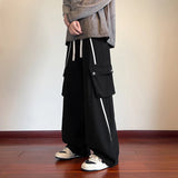 Riolio  Cargo Jeans Men Street Dance Loose Trousers Youth Trend Elastic Waist Pants Straps Decoration Big Pockets Workwear Hip Hop