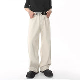 Riolio Men Popular High Waist Straight Leg Jeans Male Simple Draping Wide Leg Denim Pants Brand Green Coffee Street Denim Trousers