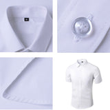 Riolio Summer Shirt for Men Daily Casual White Shirts Short Sleeve Button Down Slim Fit Male Social Blouse 4XL 5XL