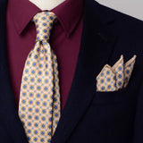 Riolio  2PCS Neck Tie Set 8CM Top Cotton Floral Printed Necktie Fashion Block Flower Suit Ties For Men Shirt Handkerchief Wedding Cravat