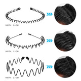 Riolio Unisex Black Elastic Non Slip Simple Metal Headbands For Men Women Wavy Hairband Spring Hair Hoop Fashion Hair Accessories