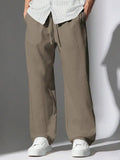 Mens Corduroy Pants With Drawstring Waist Loose Fit Casual Trousers