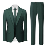 ( Jacket + Vest + Pants ) Solid Color Office Business Formal Men's Suit Three Piece Set Groom Wedding Dress Party Tailcoat