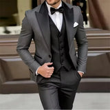 Riolio  New Men's Blazer Suits Formal Set of 3 Pieces Jacket+Vest+Pant Wedding Groomsmen Suit Ideal for Wedding Ceremony
