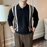 Riolio New British Business Casual Men Polo Shirt Light Luxury Patchwork Slim-fit Knitted Short Sleeve T-shirts Leisure Breathable Tops