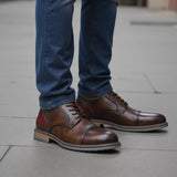 Riolio  New Casual shoes Retro Men's Derby Shoes Men Fashion Leather Shoes