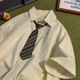 Riolio Loose Men's ort Sve Work irt Summer Casual Outerwear Vintage Japanese Sle Couple'sDK orm Pure Color arp Collar