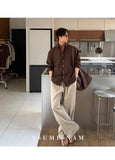 Riolio New Japanese Retro Men Casual Pants Luxury Draped Wide Leg Leisure Solid Color Straight Trousers High Quality Elegant Sweatpants