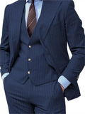 Riolio  3 Pieces Grey Stripe Design Men Suits Peaked Lapel Formal Business Man Blazer  Groom Tuxedo Classic Fit Male Outfit