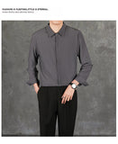 Riolio  New Naples Business Men Shirts Light Luxury Textured Lapel Striped Long Sleeve Cardigan Leisure Premium Commuter Blouse S-4XL