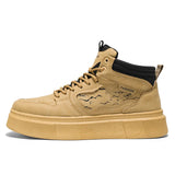 Riolio  Men's Board Shoes with Round Toe Mid-calf Height Stylish Lace-up Design Style Large Size Trendy Niche Personalized Casual Shoes