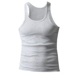 Riolio   Summer Casual Simple Solid Ribbed Tank Top Men Clothes Leisure Slim O Neck Sleeveless Basic Vest Tee Men's Fashion Camisole