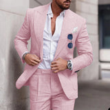 Riolio Linen Suits For Men Wedding 2 Piece Set Single-Breasted Luxury Notched Lapel Top+pants  Trajes Elegante Para Hombre