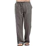Riolio  Cross-Border Men's Plus Size Cotton Linen Pants Breathable Sweat Absorbent Casual Bell Bottoms Basic Style Stock Available