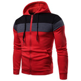 Riolio New men's hooded zipper splicing color sports top fleece insulation casual wear hooded sports top zipper comfortable hoodie