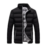 Riolio M-5XL New Men's Winter Thick Jacket Stand Neck Zipper for Warmth and Contrast Color Short Jacket Slim Fitting and Versatile Jac
