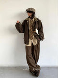 Riolio Spring Autumn Japanese Retro Plaid Jacket Men Women Couples College Style Splicing Embroidery Casual Loose Trend Jacket Urban