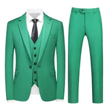 Riolio  M-6XL Double Vent Mens Suit ( Blazer+Vest+Pants) Solid Color Formal Office Business Suit Three-piece Groom's Wedding Dress Party