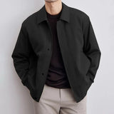 Riolio Vintage Jacket Man Spring Casual Loose Fashion Retro Short Coat Men High Quality Solid Turndown Collar Street Outwears