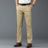 Riolio  Summer Men's Lce Silk Pants Ultra-thin Soft Comfortable Solid Color Elastic Business Casual Straight Trousers Luxury Brand Khaki