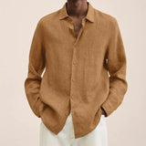 Riolio  Men's Clothing Autumn and Winter New Temperament Versatile Fashion Splice Button Lapel Long Sleeve Solid Color Commuting Shirt