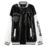 Riolio American High Street Hiphop Embroidered Baseball Uniform Men Women Spring Autumn Vintage Retro Trend PU Leather Jacket Chic
