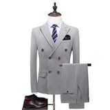 Riolio  New Double-Breasted Business Dinner Party Formal Suit Vest Pants Three-Piece Set Slim Fit Men's Western Wear Ensemble