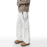 Riolio  White cargo Jeans Men New Baggy Large pocket Denim Pants Loose Street Style Fall Fashion High Quality Outdoor casual jeans