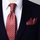 Riolio  2PCS Neck Tie Set 8CM Top Cotton Floral Printed Necktie Fashion Block Flower Suit Ties For Men Shirt Handkerchief Wedding Cravat