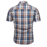 Riolio Brand Quality Plaid Shirt Men 100% Cotton Short Sleeve Summer Men's Shirts Fashion Casual Social Business Shirt for Men