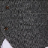 Riolio  V Neck Style Men's Suits Vest Herringbone Wool Classical Causal Slim Fit Men's Waistcoat With Pocket For Wedding Groomesmen