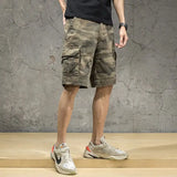 Riolio Men's New Elastic High Waist Pocket Loose Five-point Casual Camouflage Work Shorts