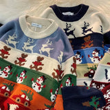 Riolio Men Vintage Sweater Christmas Streetwear Hip Hop Vintage Knit Cartoon Sweaters Autumn Harajuku Fashion Retro Casual Sweater Male