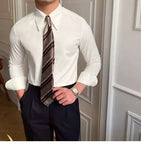 Riolio Spring Leisure British Business Shirt Design British Men Cuba Collar Slim Solid White Shirt Camisa Social Masculina Men Shirt