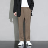 Riolio  Men's Hong Kong Style Straight Pants Loose Casual Pants Suit Pants