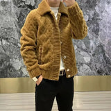 Riolio Jacket Autumn Fashion Men's Lapel Knit Cardigan Jumper Coat