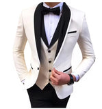 Riolio  Solid Men's 3 Pieces Wedding Suit One Button Shawl Lapel Jacket Vest Pants Dinner Groom Tuxedos Slim Fit Formal Business Suits