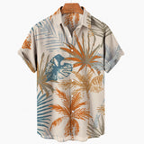 Riolio Summer Hawaiian Shirt For Men 3D Retro Coconut Tree Pattern Short Sleeve Vacation Breathable Casual Design Clothing Fashion