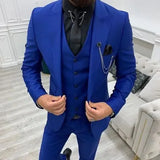 Riolio  3 Pieces Men Single Breasted Suits Slim Fit Wedding Tuxedo Premium Formal Blazer with Pants Prom Party Groom Office Wear