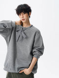 Riolio  hoodie Men Solid Color Round Neck Sweatshirt Long Sleeve Pullover Soft Comfortable Crewneck Sweatshirt For Autumn Casual Wear