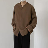 Riolio  Loose Men's Autumn New Trendy and Versatile Waffle V-neck Bottomed Long-sleeved Casual Pullover