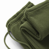 Riolio Double-sided Fleece! Retro Military Green Straight-leg Pants Women Loose Thickened Warm Drawstring Casual Wide-leg Pants Men