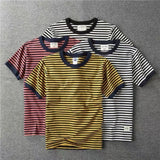 Riolio  Summer Men's New Pullover O-Neck Patchwork Stripe Comfortable Loose Fashion Casual Short Sleeve T-Shirts Tops