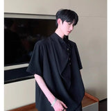 Riolio Retro New Chinese Style High-end Shirt Short-sleeved Men Women Korean Style Summer Fashion Irregular Button Design Top Urban