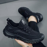 Riolio  Men's Sports Shoes Casual Shoes Round Toe Flat Heel Fly Fabric Upper Breathable Soft Sole Comfortable Lace-up Running Shoes