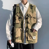 Riolio  New summer workwear vest men's trendy brand loose fitting sleeveless vest outdoor photography fishing leisure camisole multi poc