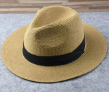 Riolio  New Panama straw hat foldable big head circumference straw z  top  sun protection visor  men's hat