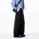 Riolio  Black Suit Pants Men Fashion Society Mens Dress Pants Korean Wide Leg Pants Mens Office Formal Trousers Man Belt Suit Pants
