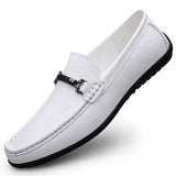 Riolio  Mens Metal Buckle Loafers Genuine Leather Men Casual Shoes Handmade Moccasins Breathable Male Walking Shoes Comfort Travel Flats